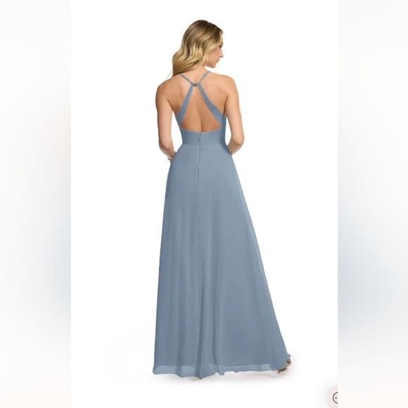 Azazie Dusty Blue Maxi Dress - Picture 3 of 10